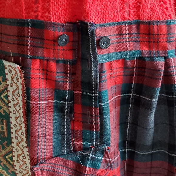 Handmade upcycled lagenlook sweater tartan plaid dress OOAK Small-Large - Picture 10 of 12